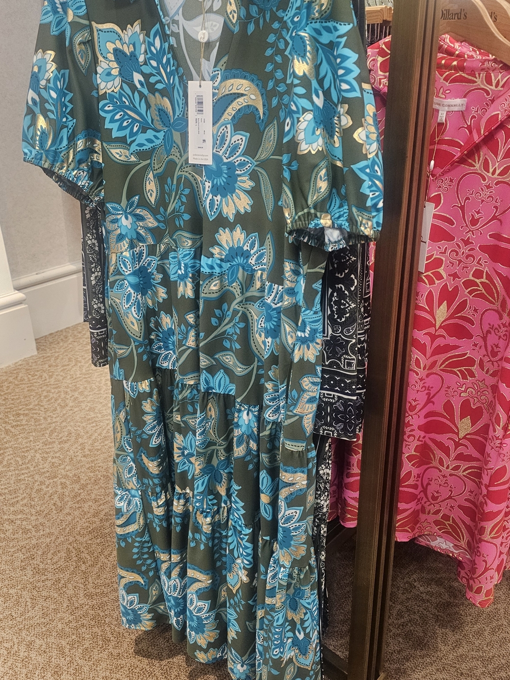 In Search Of..jude Conally .Tiered Floral Dress in Teal and Olive - Kids Dresses
